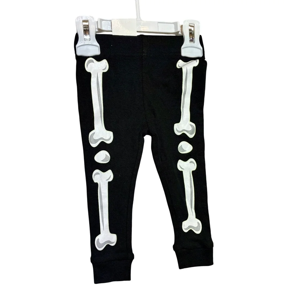 Komar Kids 12M Black Skeleton Pajamas Glow in‎ the Dark Halloween Costume